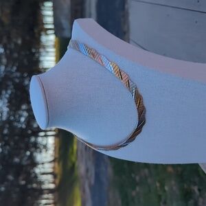 Italy 925 Tricolor Sterling Silver Necklace/Choker 16"